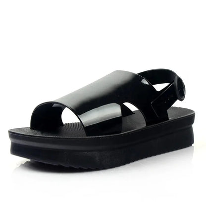 Korean Style Summer Roma Sandals With Thick Bottom And Soft Sole Simple Mom Shoes Jelly Beach Slippers Casual Women's Shoes