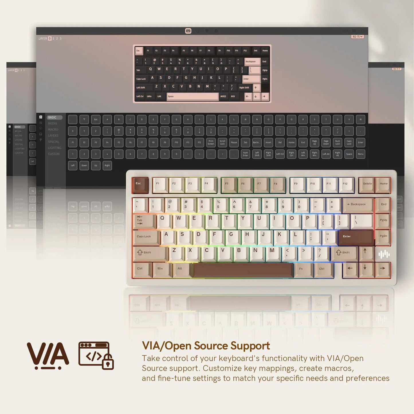 Womier RD75 75% Wireless Mechanical Keyboard Quick Release Aluminum Custom QMK/VIA Tri-Mode Hot Swappable Keyboard