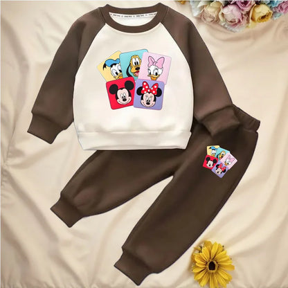 Spring Fall Boys and Girls Casual Sweatshirts Sets Kids O Neck Spliced Hoodies and Long Pants 2pcs Suit Children's Tracksuit New