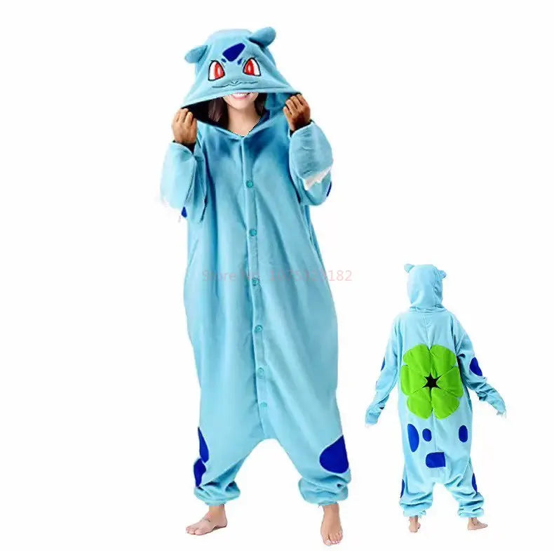 In Stock Snorlax Squirtle Mewtwo Onesie Gengar Cosplay Costume Halloween Adult Anime Cute Cat Eevee Boys And Girls Pajamas