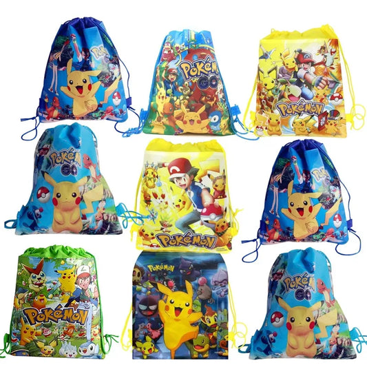 12/24 Pokemon Pikachu Non-woven Fabric Backpack Pattern Gift Bag Non-woven Fabrics Shopping Bag Theme Party Drawstring Backpack