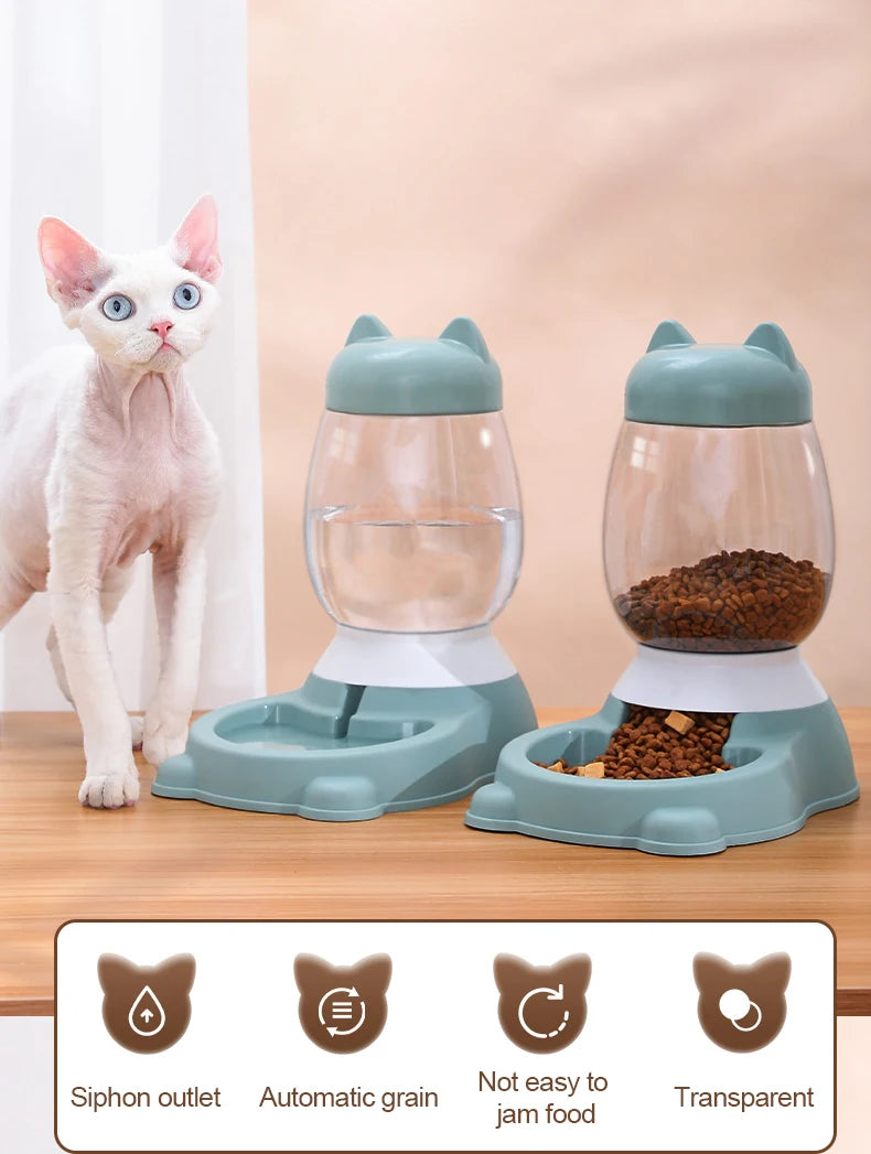 HOOPET 2025 New Cat Bowl 3 Colors Pet Automatic Feeder Dog Drinking Bowl Dispenser for Puppy Cat Food Water Bowl Pet Accessaries
