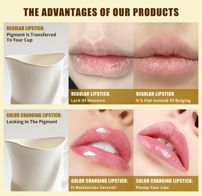 Temperature Color Changing Women Flower Lipstick Transparent Waterproof Moisturizing Crystal Jelly Pearlescent Lip Balm Cosmetic