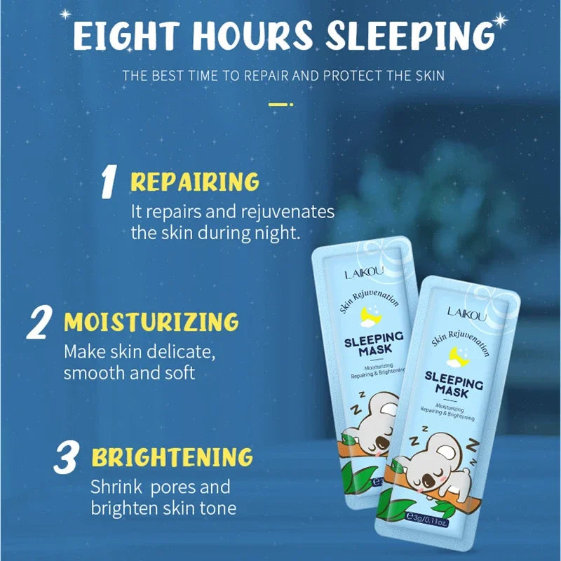 LAIKOU Sleeping Face Mask Set: 5pcs Night Repair & Deep Hydration Combo