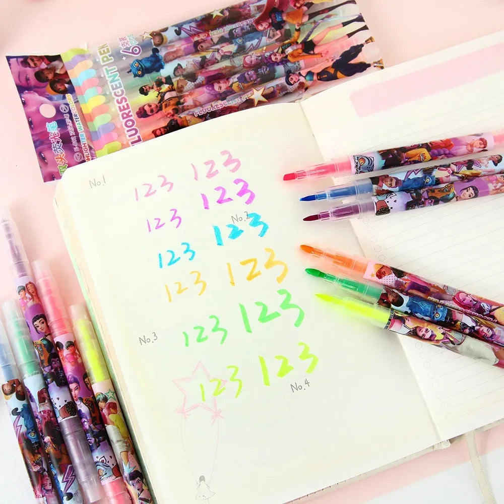 2026 Hot Anime Girls Group Stationery Set Ruler Triangle Protractor Stationery Gift Set for Students School Supplies