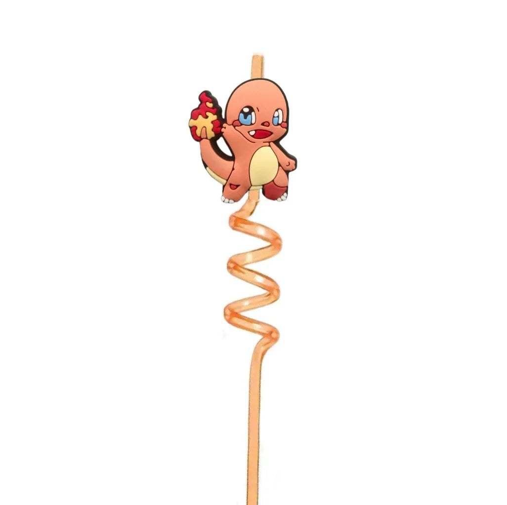 FUNISM Pikachu series cartoon creative spiral straws decorate party reusable colorful straws