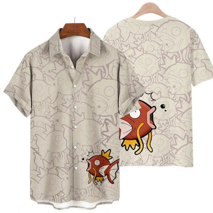 2026 Pokemon Magikarp Aloha Shirt Unique Anime Hawaiian Shirt Summer Leisure Men's T-Shirt Children's Clothing Tee Y2k Woman
