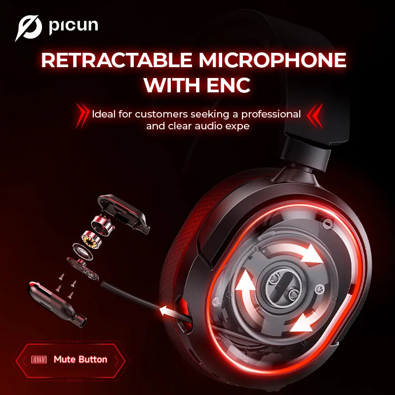 Picun G2 Gaming Headset (2.4G + Bluetooth, 7.1)