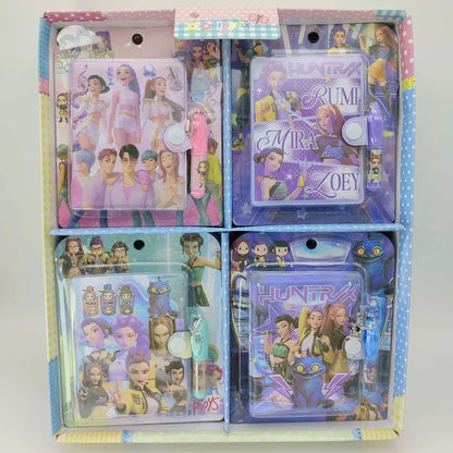 4PCS Girls Group Mini Notebook Set Cute Student Stationery Prize Travel Pocket Notebook with Ballpoint Pen School Supplies