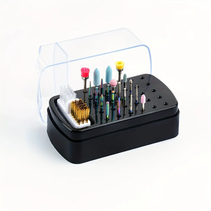 30 holes sanding head storage box with cleaning brush empty box anti-dust split tungsten steel ceramic nail tools