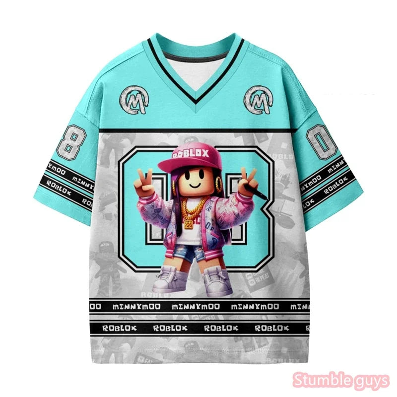 Cute Boys Roblox T Shirt Anime Summer Casual Kids Girls Short Sleeve Tops Fashion Game Print Cartton Breathable Kids Tee