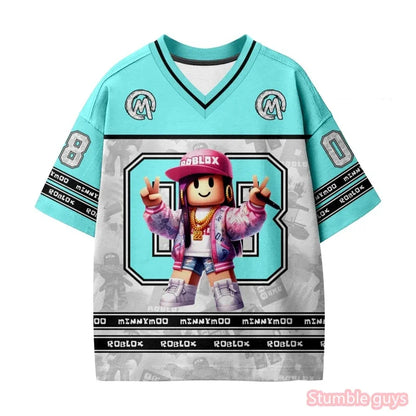 Cute Boys Roblox T Shirt Anime Summer Casual Kids Girls Short Sleeve Tops Fashion Game Print Cartton Breathable Kids Tee