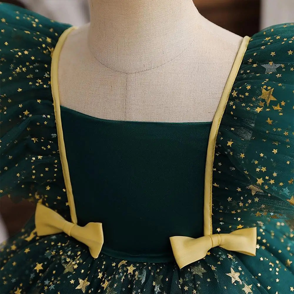 K-Pop Hunters Zoey Rumi Girl Fall Party Dress Birthday Holiday High Waist Tulle Dress Bow Wedding Gown Kids Wear Princess Dress