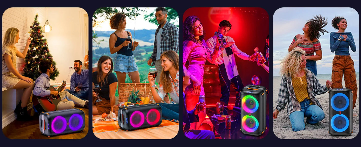 T27 Wireless Bluetooth Speaker, Karaoke Machine with 2 Microphone, Home Karaoke Party Speaker with Led Light