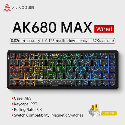 AJAZZ AK680 MAX/V2 Mechanical Keyboard HE Hall Effect Switch 60% 8k/1K RGB Wired/Wireless Gaming Rapid Trigger Magnetic Keyboard