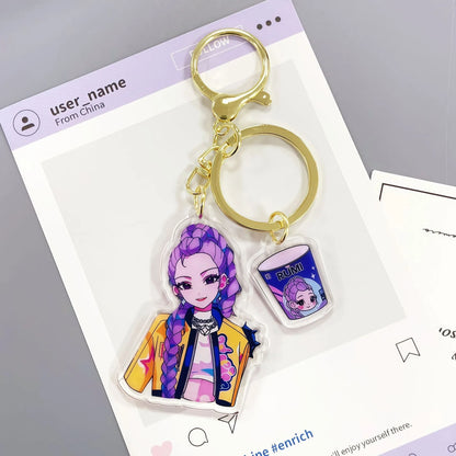 8pcs Girls Group Anime Fans Backpack for School & Outdoor, Double-Sided Spray Acrylic Keychain Lovely Gift for Frien