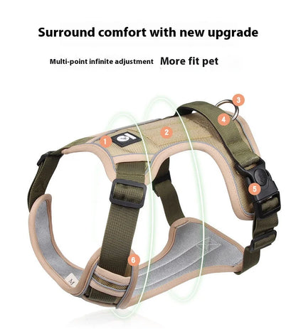 Anti-Pull Reflective Dog Harness with Multi-Point Adjustment No Pull Pet Vest for Pet Dogs Chew Proof and Durable