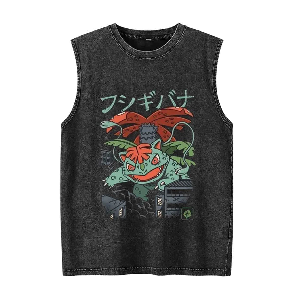Anime Pokemon Print Men's Tank Top Man Sleeveless Shirt Summer Y2k Clothes Vintage Washed Vest Oversized T Shirts Gym Clothes