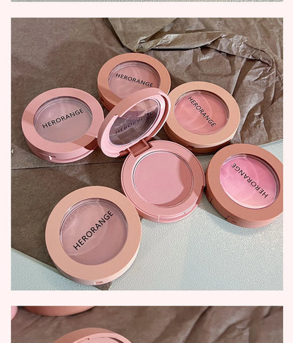 HerorangeHR402 Serbuk Serbuk Monokrom Kalis Air Panjang Tahan Lama Plat Peach Orange Kabus Lembut Lembut Matte Semulajadi Blush