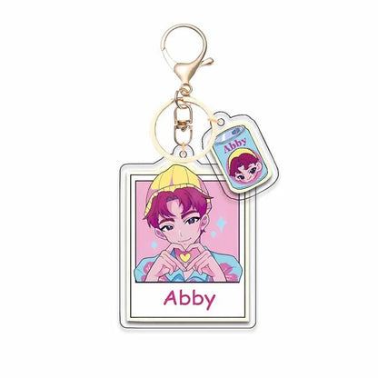 8pcs Girls Group Anime Fans Backpack for School & Outdoor, Double-Sided Spray Acrylic Keychain Lovely Gift for Frien