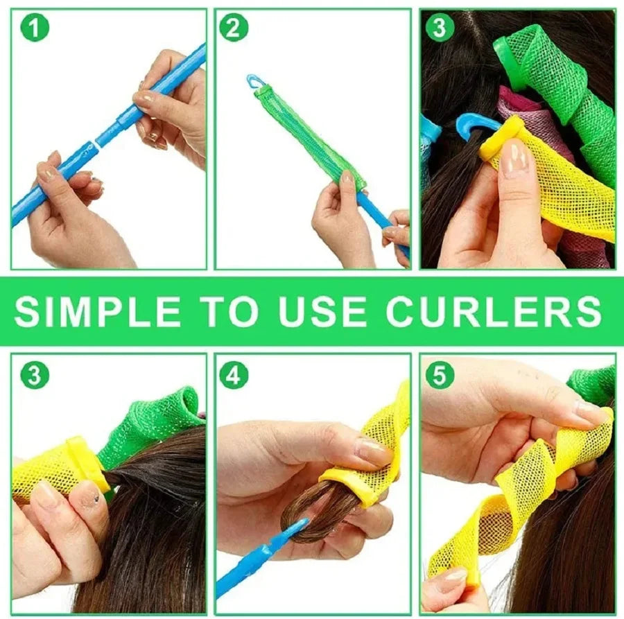 18Pcs Magic Hair Curler Wave Formers Set - DIY Hair Styling Tool Hair Accessories Rollers for Women