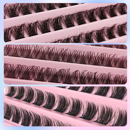 120Pcs Natural Eyelash Cluster Set, D Curl 8–16mm Mixed Length, Soft Band & Lightweight, Reusable False Eyelashes Cat Eye Effect