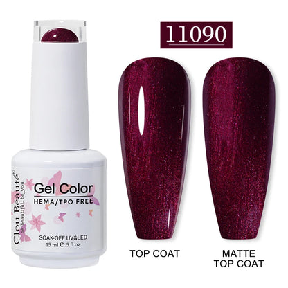 Clou Beaute 15ml Red Color Gel Polish Vernis Semi Permanent UV Varnish Gel Nail Polish Hema TPO Free Nails Art Manicure TOP BASE