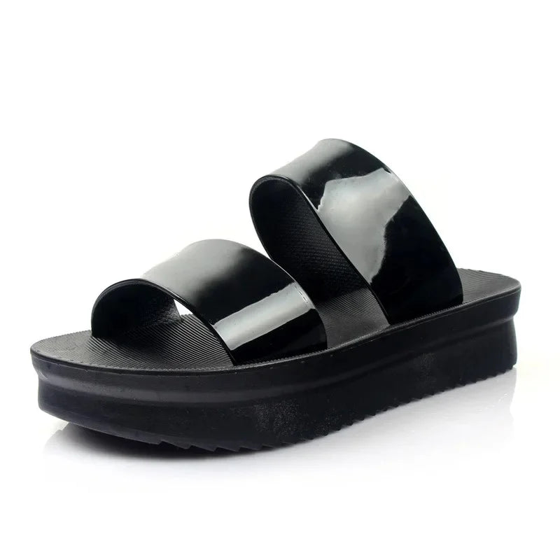 Korean Style Summer Roma Sandals With Thick Bottom And Soft Sole Simple Mom Shoes Jelly Beach Slippers Casual Women's Shoes