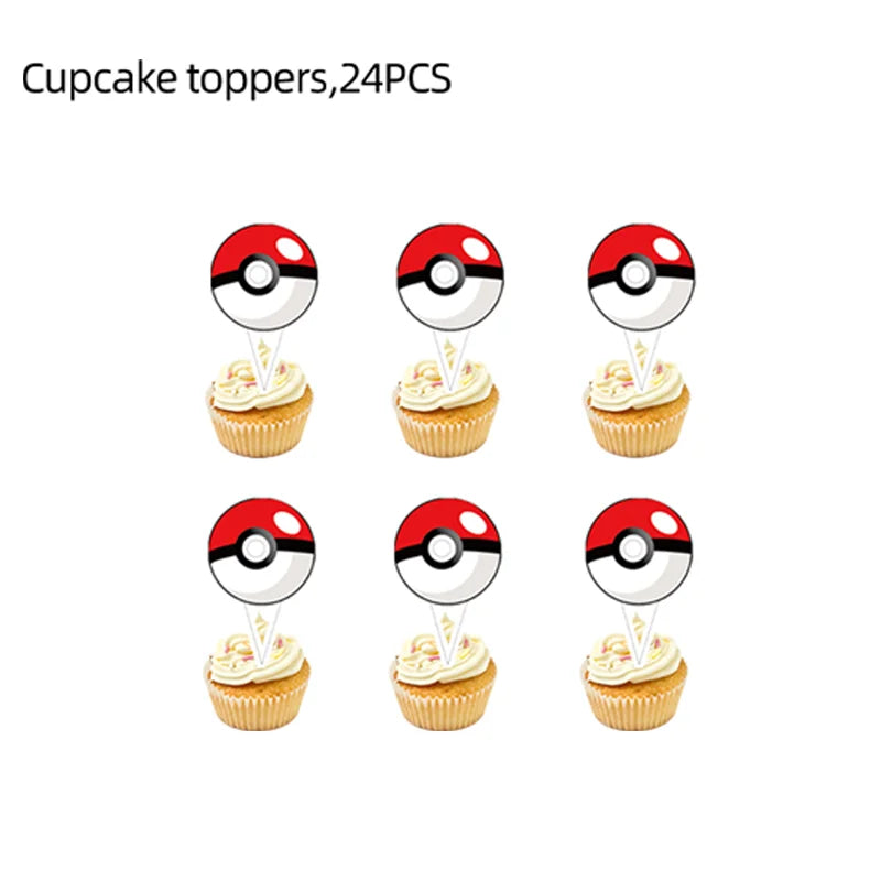 Pokemon Happy Birthday Acrylic Cake Topper Party Decoration Pikachu Cake Decor Flag Baby Shower Baking DIY Supplies Kids Favors