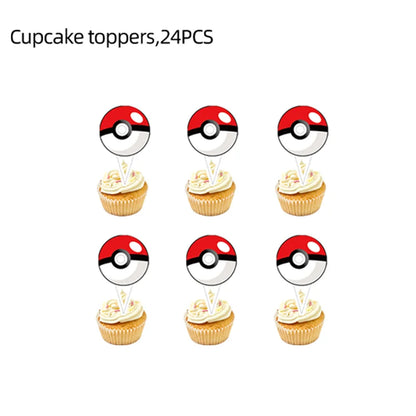 Pokemon Happy Birthday Acrylic Cake Topper Party Decoration Pikachu Cake Decor Flag Baby Shower Baking DIY Supplies Kids Favors
