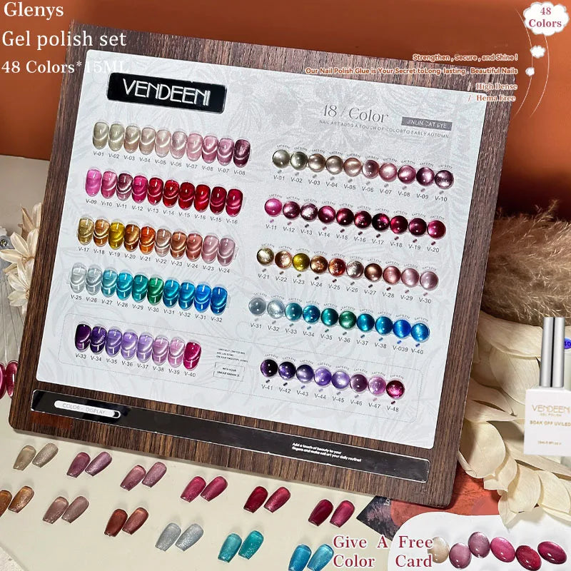 Glenys 50 color cat's eye nail polish glue All net popular advanced immersion gel UV LED nail salon art varnish set