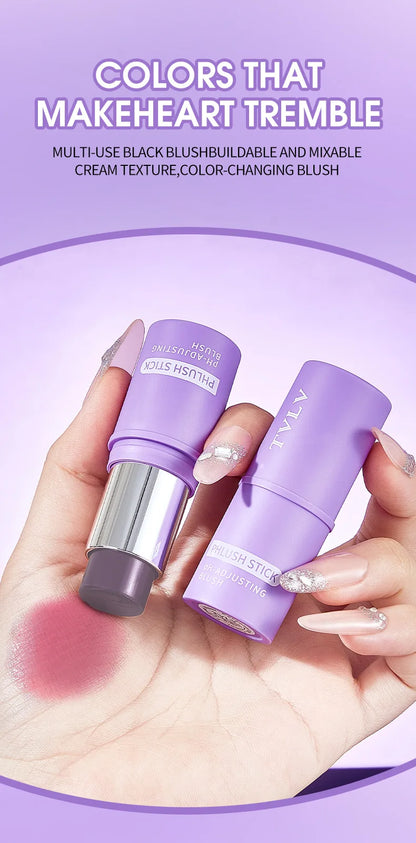 Colorchanging Blush and Lip Balm Dual Applicator Stick Keeps Makeup in Place, Provides Natural Temperature-changing Blush Effect