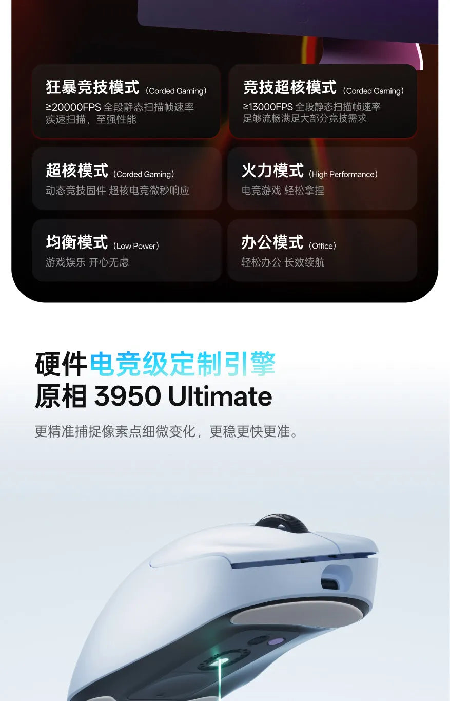 Rapoo VT3s Air MAX Wireless Gaming Mouse 39g Ultra Lightweight Dual Mode 8K Pixart 3950 Ultimate For Small Medium Hands Esports