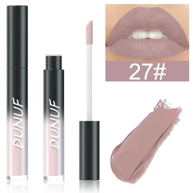 DUNUF 32 Color Matte Liquid Lipstick: Bold Pigment Non-Stick Lip Glaze
