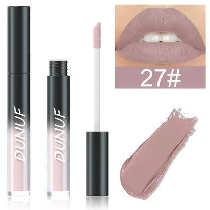 DUNUF 32 Color Matte Liquid Lipstick: Bold Pigment Non-Stick Lip Glaze