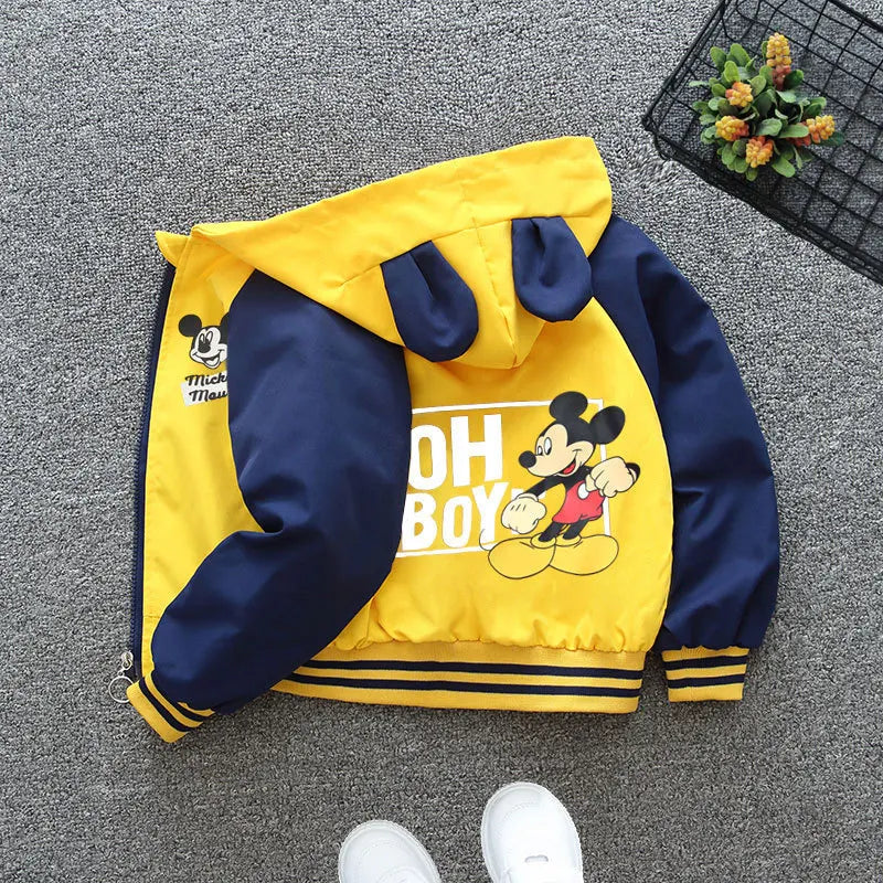 Boys Spiderman Hooded Jackets 1-10 Years Girls Spring Autumn Stitch Print Sports Coats Children Cartoon Outerwear Kids Clothes