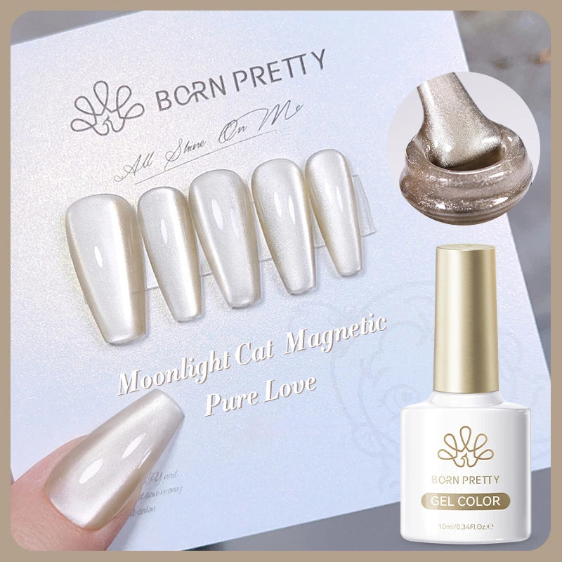 BORN PRETTY Sparkling Glass Bead Cat Magnetic Gel Nail Polish Flash White Spar Red Color Semi Permanent Soak Off UV Gel Varnish
