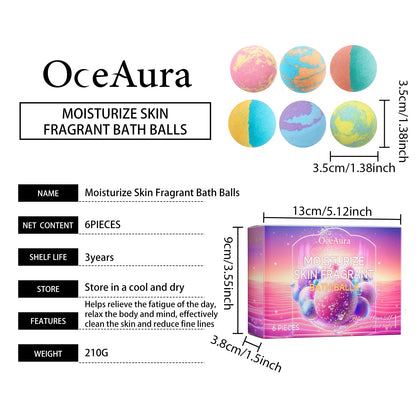 OceAura Bath Bubble Balls for Women Soft Smooth Clean Body Care Moisturizing Skin Elasticity Enhancement Shower Gift Set 6pcs