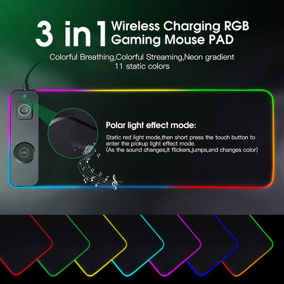 Ultimate RGB 3-in-1 Wireless Charging Desk Mat: XXL Extended Mousepad