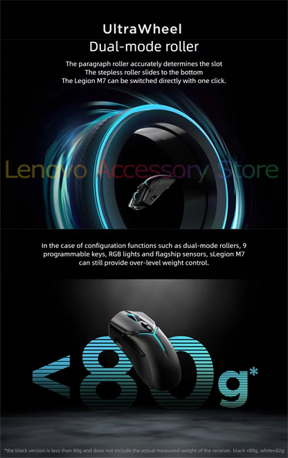 Lenovo Legion M7 Gaming E-sports Mouse Wireless Bluetooth Lightweight ergonomic RGB Free definition  Optical micro motion 3-Mode