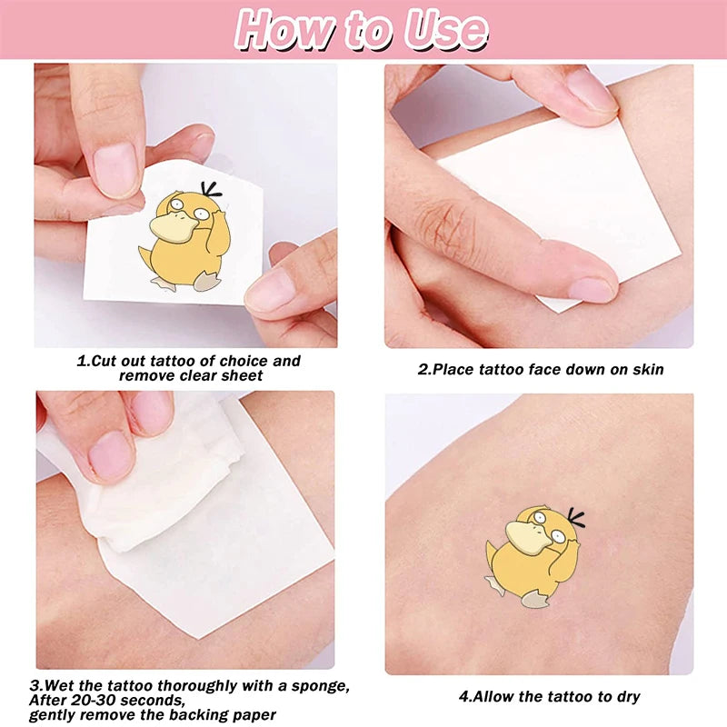 8pcs Luminous Pokemon Pikachu Cute Tattoo Stickers Arm Face Glowing Body Art Children Temporary Tattoo Kids Gift Party Supplies