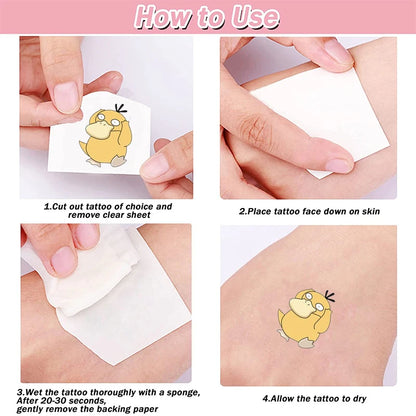 8pcs Luminous Pokemon Pikachu Cute Tattoo Stickers Arm Face Glowing Body Art Children Temporary Tattoo Kids Gift Party Supplies
