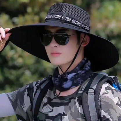 Summer Large Sun Hat Men Women Breathable Fishing Caps Sun UV Protection Mesh Fisherman Hat Hiking Outdoor Beach Cap