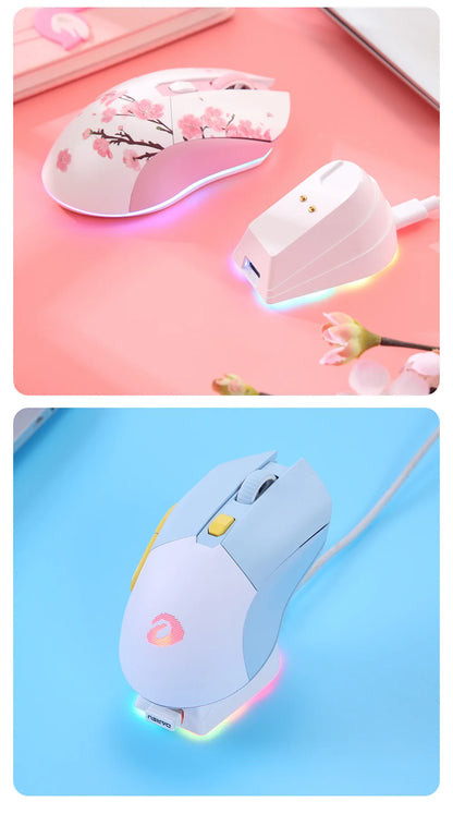 DAREU EM901X Wireless Mouse, 2.4G Wired Dual-mode Mouse, AIM-WL 12000 DPI RGB Magnetic Charging Dock Gaming Mouse for PC Gamer