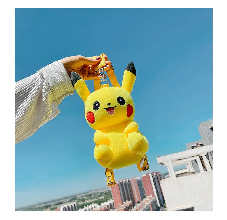30cm Pokemon Fashion Japanese Anime Fun Cartoon Small Bag Pikachu Plush Doll Backpack Girl Cute Pikachu Plush Backpack
