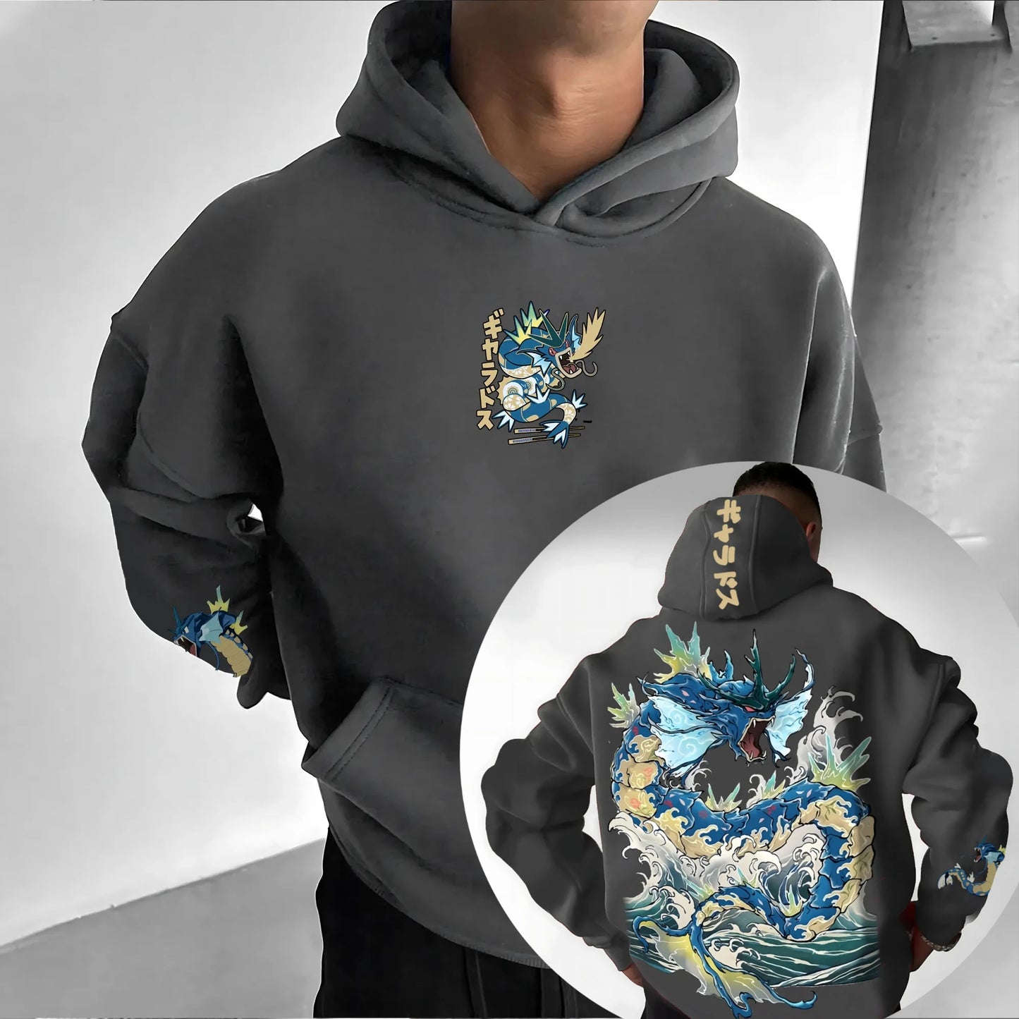 Pokémon Animation Derivatives Gyarados Printing Men's and Women's Summer Fashion Street T-shirt Hoodie Shorts and Sweatpants