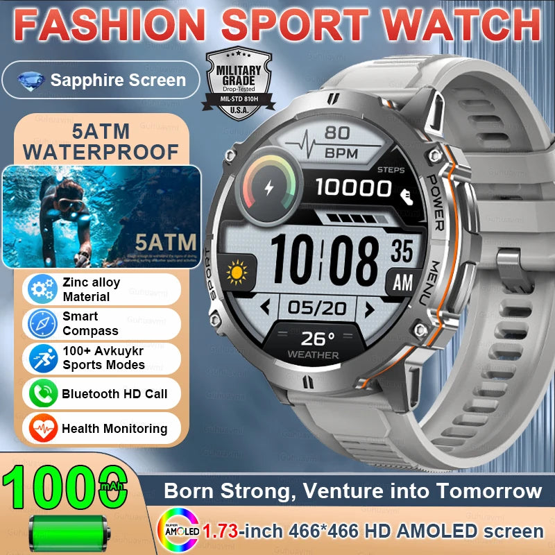 TANK X3 Smartwatch – GPS, BT Call, Compass & 5ATM Waterproof