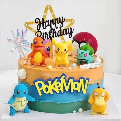 15Pcs/set Pokemon Cake Topper Pikachu Anime Figure Party Happy Birthday Pokemon Cake Decoration Supplies Boy Ornaments Kids Gift