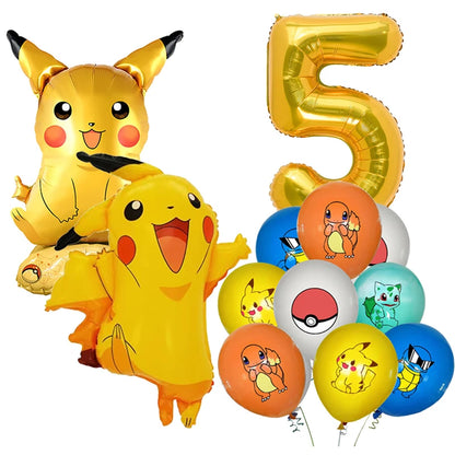 New pokemon birthday party pikachu decoration Balloon Disposable Tableware Tablecloth Straws Cup Plates Baby Shower Supplies Toy