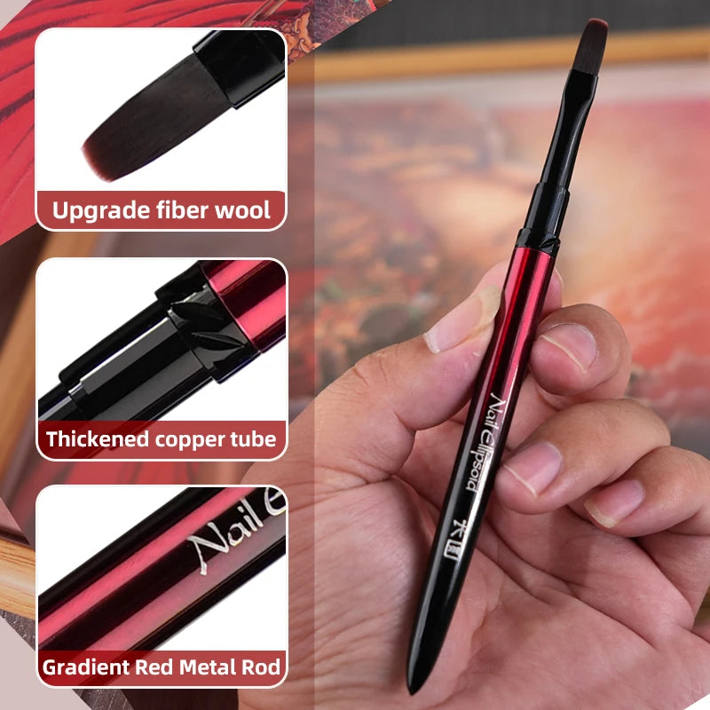 New 1/13pcs Nail Art Brush Set Black Red Metal Handle Acrylic UV Gel Polish Crystal Acrylic Nail Drawing Tools High Quality